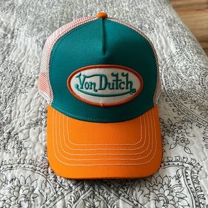 Orange and Teal Trucker